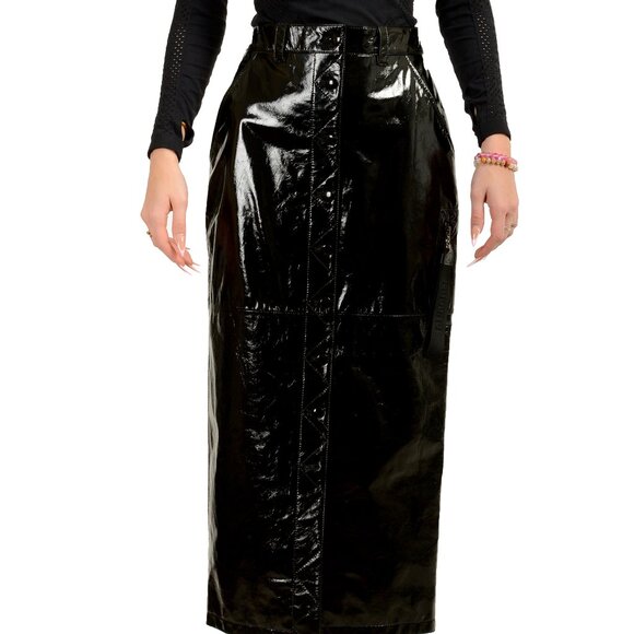 Scuderia Ferrari Women's Black 100% Leather Pencil Skirt US XS IT 38